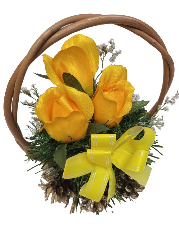 Květinový košík střední velikosti, žlutý