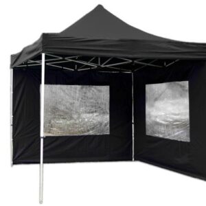 Zahradní párty stan nůžkový PROFI 3x3 m černý + 2 boční stěny