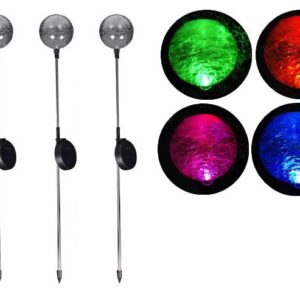 Zahradní sada solárních LED lamp - 3 skleněné koule s barevnou změnou