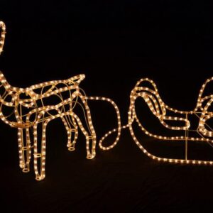 Nexos Světelný LED vánoční sob se sáněmi, 140 cm, teple bílý