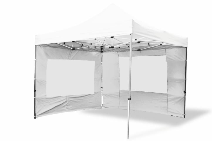 Zahradní párty stan nůžkový 3x3 m, bílý Garth + 4 boční stěny