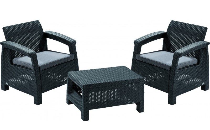 KETER Zahradní set Corfu WEEKEND, polyratan, antracit