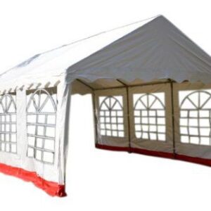 Zahradní stan, bílá / červená, 4 x 6 m