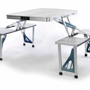 Skládací kempingový hliníkový s vestavěnými lavicemi