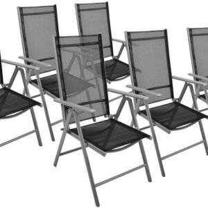 Garthen Sada zahradních skládacích židlí, 6 ks, černé