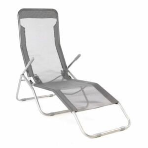 Polohovatelné zahradní lehátko, šedá