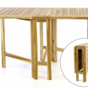 Teakový zahradní stůl DIVERO - skládací - 130 x 65 cm