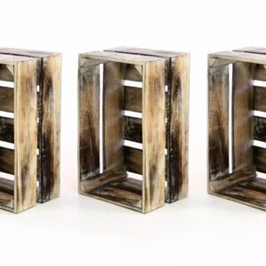 Sada 3 x dřevěná bedýnka VINTAGE DIVERO hnědá - 44 x 28 x 19 cm