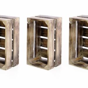 Sada 3 ks Dřevěná bedýnka VINTAGE DIVERO hnědá - 51 x 36 x 23 cm