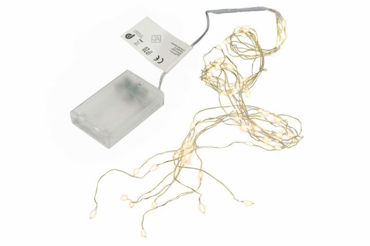 Sada 2 kusů světelných drátů na baterie, 8 LED, teple bílá