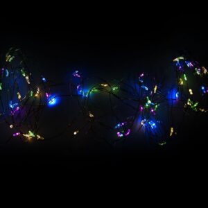 Vánoční LED stříbrný drát, 40 LED, s časovačem, barevný