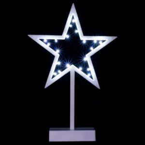 Vánoční dekorace, hvězda na stojánku, 38 cm, 20 LED