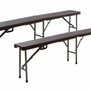 Zahradní sada 2 ks lavic, hnědý ratanový design 180 x 25 cm