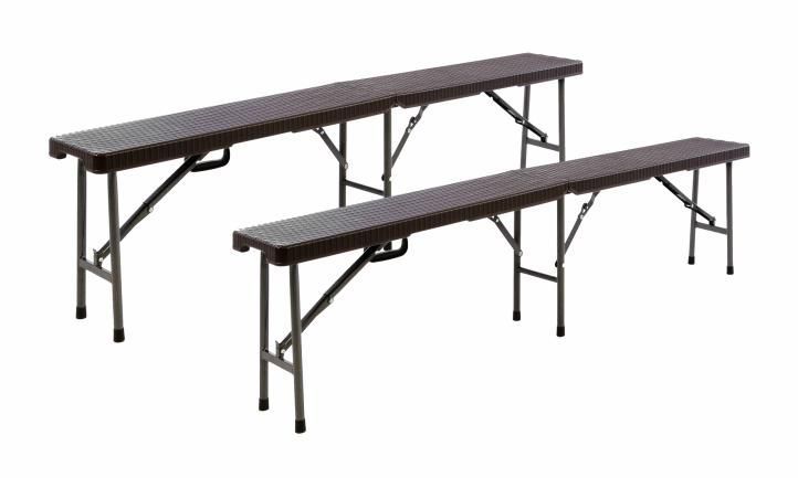 Zahradní sada 2 ks lavic, hnědý ratanový design 180 x 25 cm