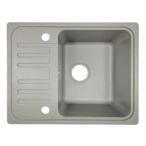 Granitový dřez s odkapávačem, šedý, 57 x 45 cm