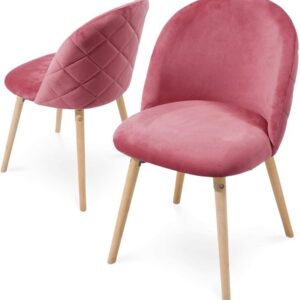 Miadomodo Sada jídelních židlí sametové, růžová, 2 ks
