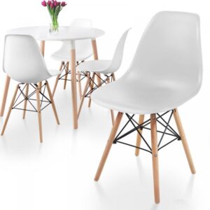 Miadomodo Sada 4 jídelních židlí s plastovým sedákem, bílá