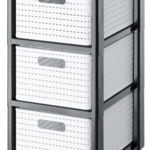 Country komoda - bílá/antracit, 37,5 x 32,5 x 71,2 cm