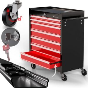 TIMBERTECH Dílenský vozík na kolečkách, 7 zásuvek s vložkami