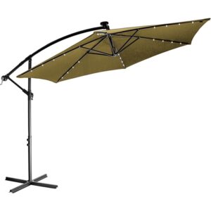 STILISTA Zahradní LED slunečník s kličkou, 350 cm, khaki