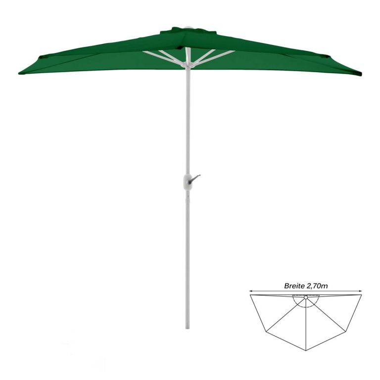 GARTHEN Půlkruhový zahradní slunečník, zelený, 2,7 m