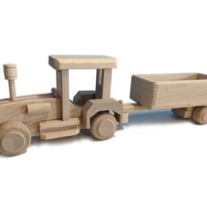 Dřevěný traktor s valníkem, 42 x 8 x 13 cm