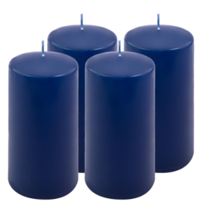 Sada sloupových svíček, 15 cm, Ø 7,5 cm, modrá, 4 ks