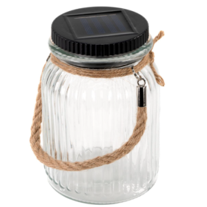 Solární sklo s věšákem, 3 LED, solární, skleněné, bílé