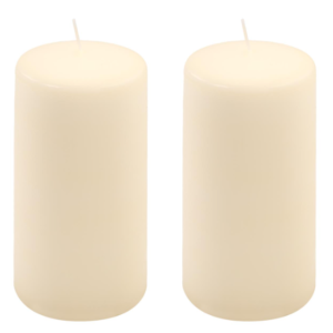 Sada sloupových svíček, 15 cm, Ø 7,5 cm, krémové, 2 ks