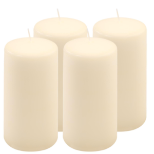 Sada sloupových svíček, 15 cm, Ø 7,5 cm, krémová, 4 ks