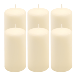 Sada sloupových svíček, 11,5 cm, Ø 6 cm, krémové, 6 ks