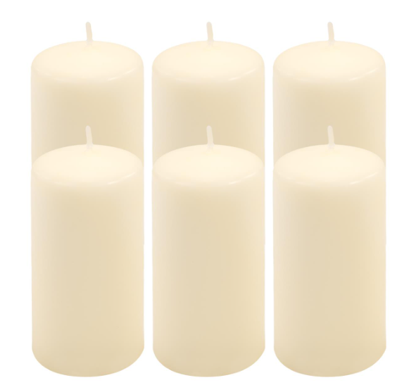 Sada sloupových svíček, 11,5 cm, Ø 6 cm, krémové, 6 ks