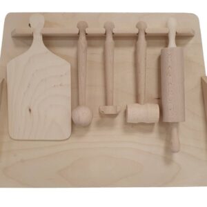 Dětská dřevěná kuchyňská sada na pověšení, 40 x 7 x 30 cm