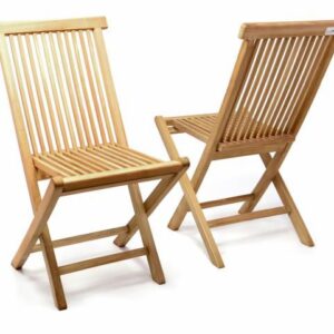 DIVERO skládací židle z týkového dřeva, 2 kusy