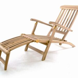 Zahradní dřevěné lehátko DIVERO Florentine s podnožkou - týkové dřevo