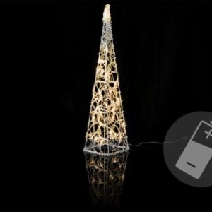 Vánoční akrylový jehlan 60 cm, teple bílý, na baterie