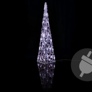 Vánoční akrylový jehlan 60 cm, studeně bílý, do zásuvky