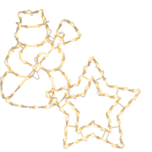 Sada okenních obrázků hvězda + sněhulák, teple bílá, 2 ks