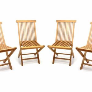 Sada zahradní skládací židle DIVERO, týk, 4 ks