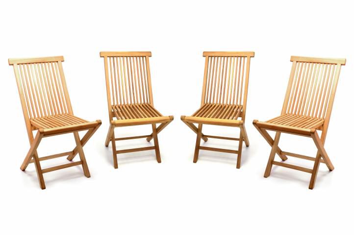 Sada zahradní skládací židle DIVERO, týk, 4 ks