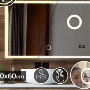 Aquamarin Koupelnové LED zrcadlo se zrcátkem, 100 x 60 cm