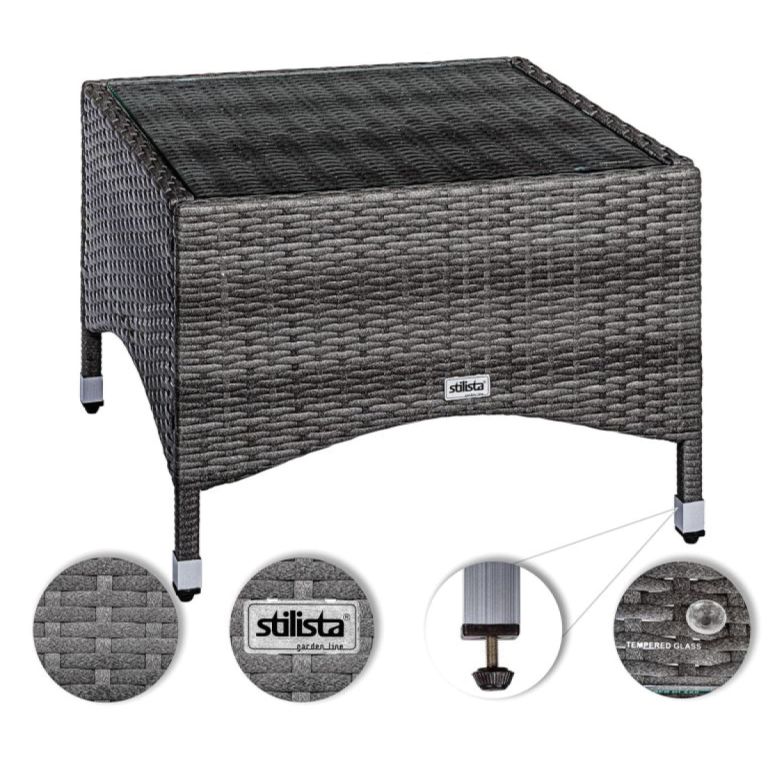 STILISTA Odkládací stolek 58 x 58 cm, polyratan, krémový - Obrázek 2