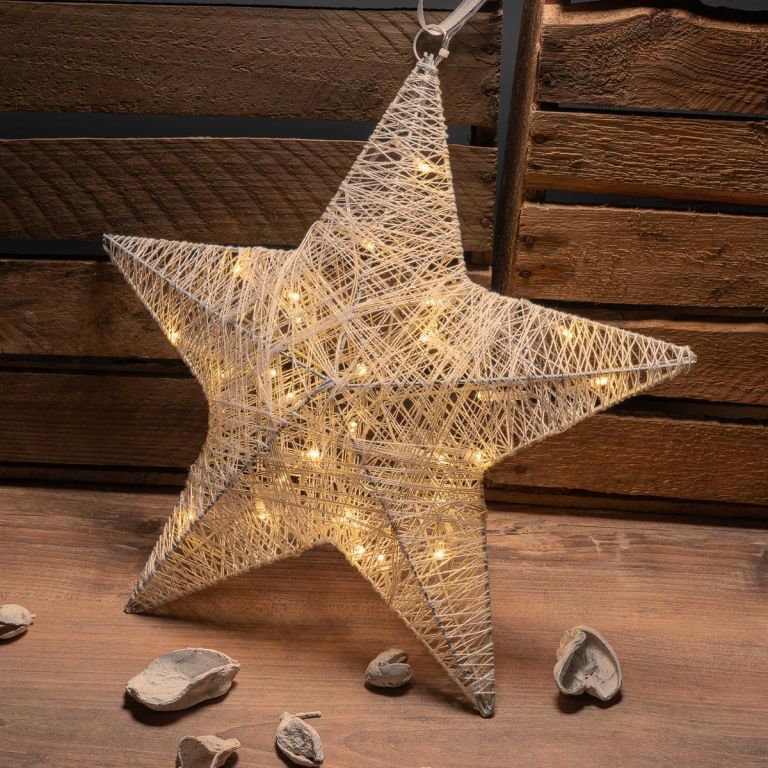 Vánoční dekorace hvězda 35 cm, 30 LED, teple bílá - Obrázek 2