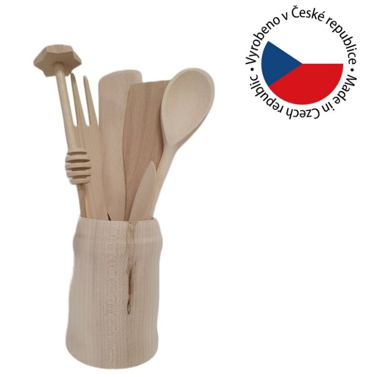 Dětská dřevěná sada kuchyňského náčiní v soudku - Obrázek 2