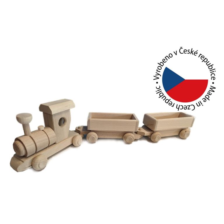 Dřevěný vláček s vagony, 56 x 8 x 12 cm - Obrázek 2