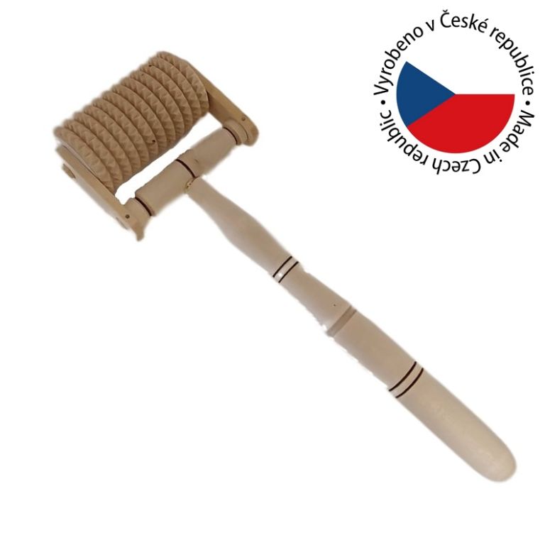 Dřevěný masážní váleček s rukojetí - Obrázek 2
