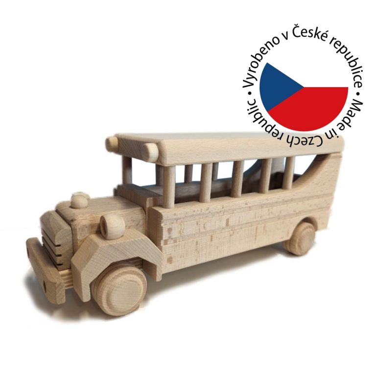 Dřevěný autobus, 30 x 10 x 12 cm - Obrázek 2