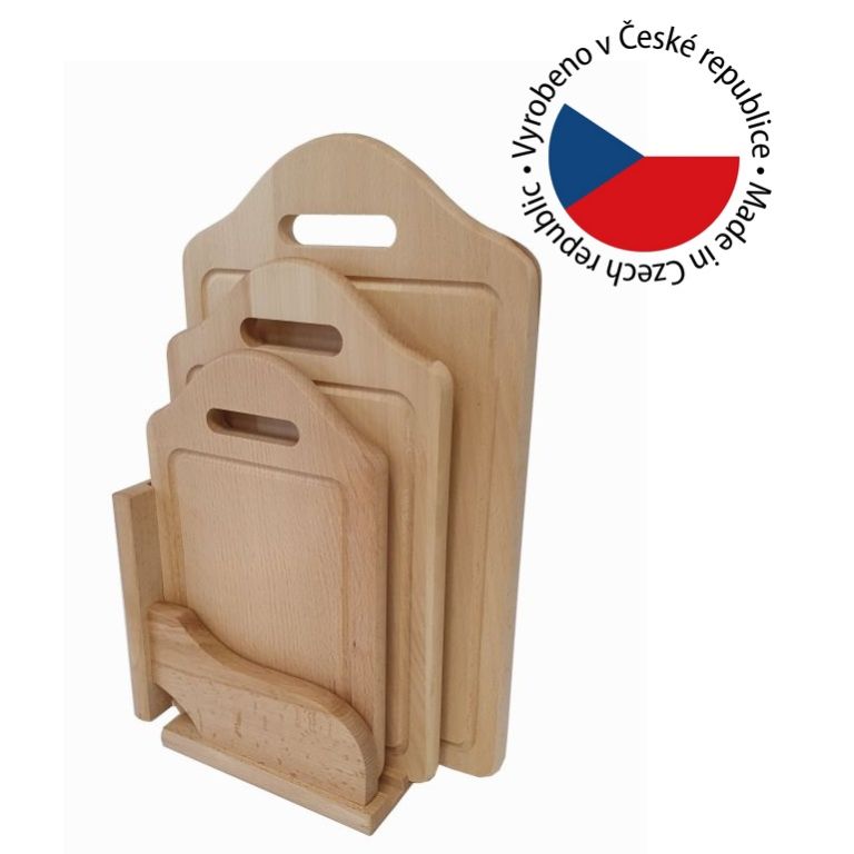 Bukové prkénko ve stojanu, 3 kusy, 42 x 26 x 12 cm - Obrázek 2
