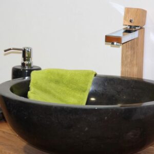 Kamenné umyvadlo Gemma 501 leštěný mramor, Ø45 cm, černé