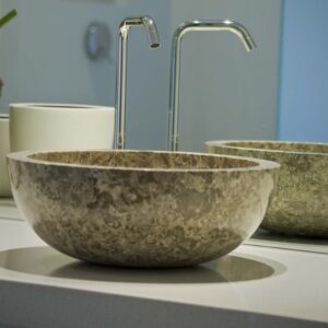 Kamenné umyvadlo Gemma 501 leštěný mramor Ø45 cm Grey